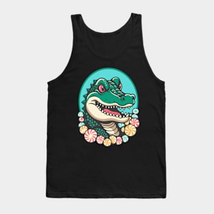 Crocodile Loves Candy Tank Top